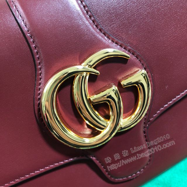 Gucci包 古馳女包 550126 Gucci牛皮單肩女包 Gucci斜挎包 棗紅皮  gudj1011